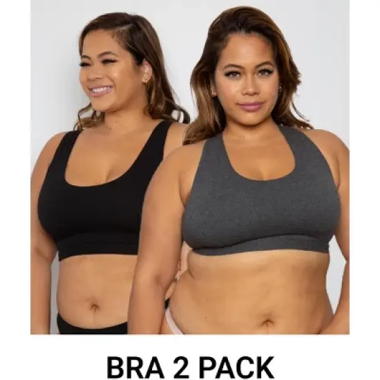 Curvy Couture Women's Cotton Comfort Bralette 2-Pack image {8}