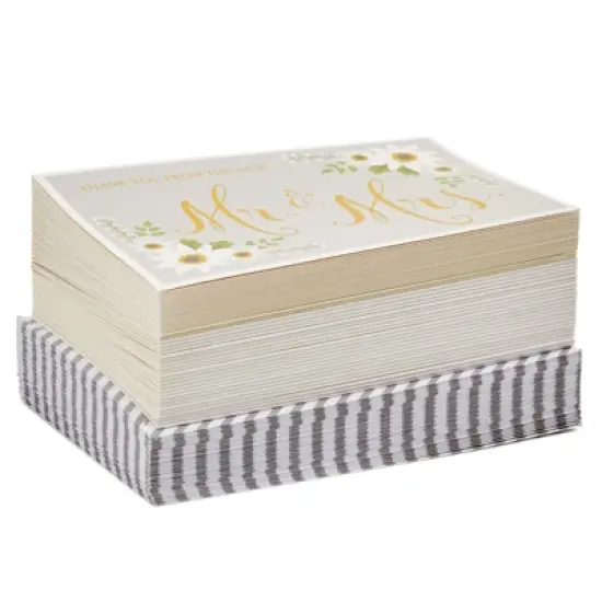 Sustainable Greetings 48-Pack Gold Foil Thank You From The New Mr and Mrs Cards with Envelopes, Bulk Decorative Striped Cards for Wedding, 4 x 6 in image {7}