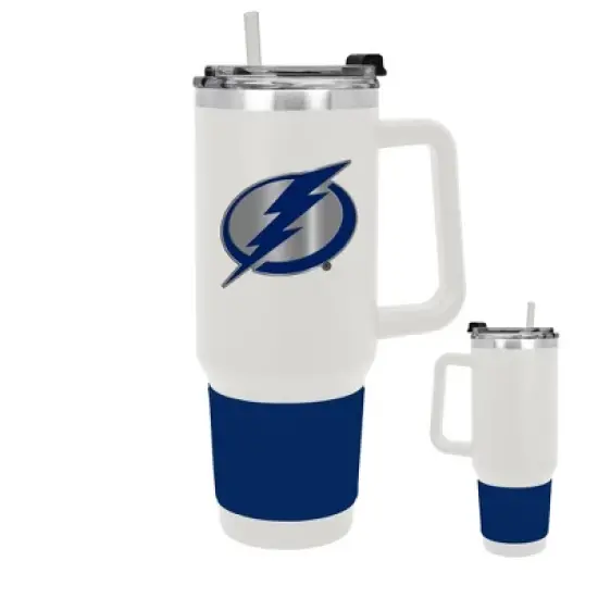 NHL Tampa Bay Lightning White Colossus Travel Mug with Team Color Silicon Gripe - 40oz image {2}