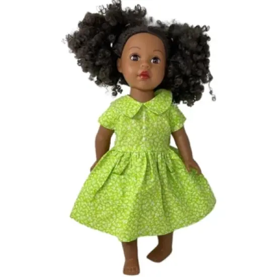 Doll Clothes Superstore Matching Designer Long Lime Dress for Girl and Dolls Size 3 image {3}