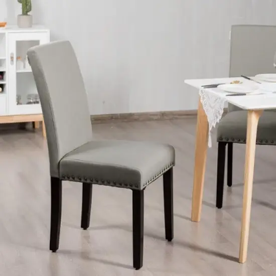 Costway Set of 2 Fabric Dining Chairs Upholstered with Nailhead Trim image {2}