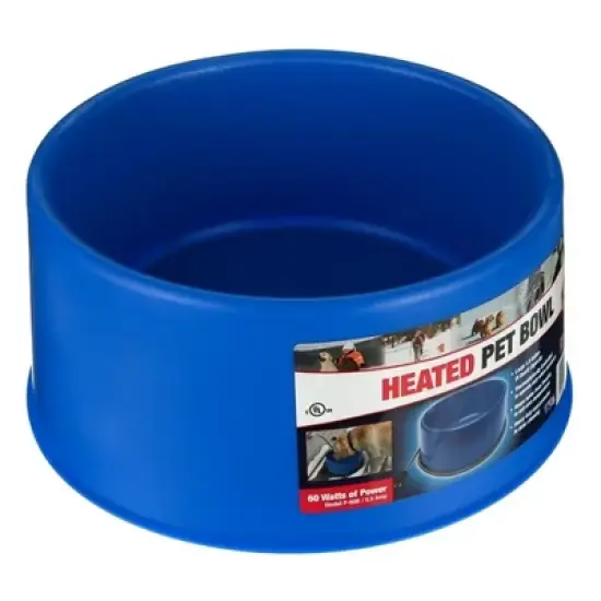 Farm Innovators 60 Watt Premium Plastic Heated Pet Water Bowl with Advanced Thermostatic Control for Large Dogs and Cats, Blue image {1}