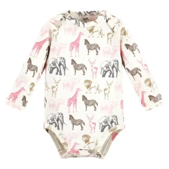 Touched by Nature Infant Girl Organic Cotton Long-Sleeve Bodysuits, Girl Safari image {4}