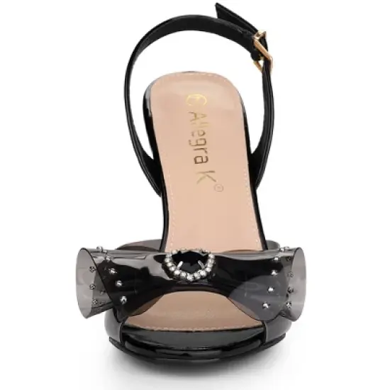 Allegra K Women's Slingback Rhinestone Open Toe Stiletto Heels Sandals image {1}