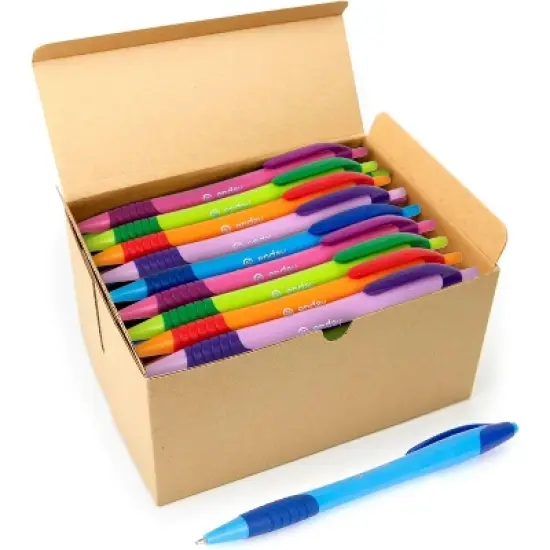 Enday Pens Bulk (75 Pack), Retractable Ball Point Pens Black Ink, Medium Point (1.0mm), Comfortable Grip, Smooth Writing Pens for School & Office image {2}