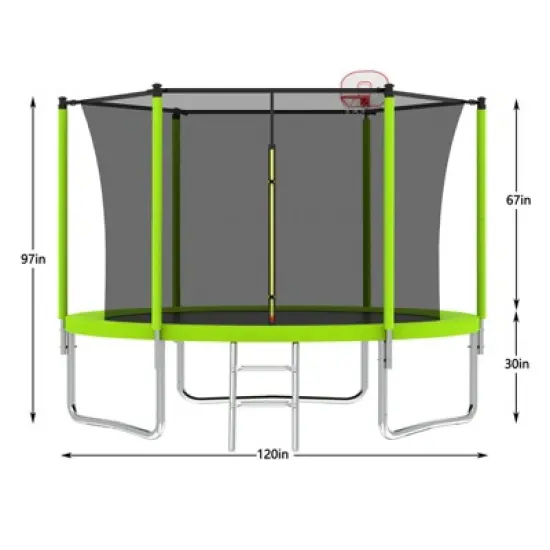 Aukfa Trampoline with Safety Enclosure Net, Outdoor Trampoline Set with Ladder for Backyard Fun for Adults/Kids image {5}