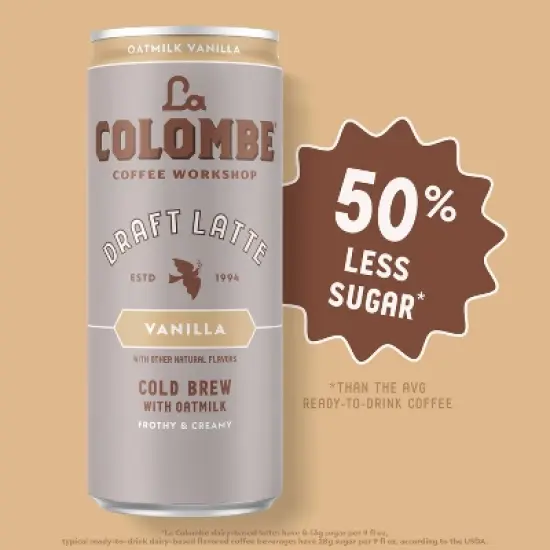 La Colombe Vanilla Draft Latte with Oatmilk - 4pk/9 fl oz Cans image {3}