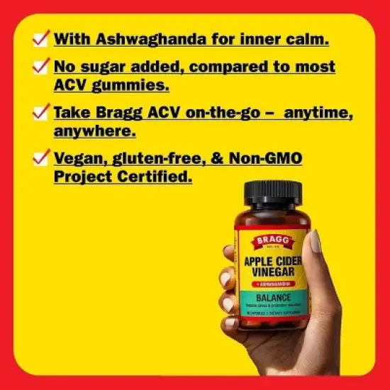 Bragg Apple Cider Vinegar Balance Vegan Dietary Supplement Capsules - 90ct image {4}