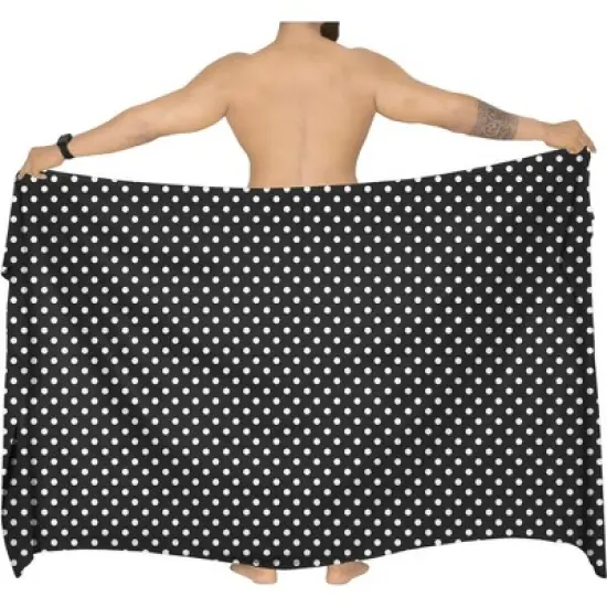 LA LEELA Men's Beachwear Wrap Summer Long Hawaiian Lava Lava Regular Surfing Cover-Up Swimwear Holidays Beach Sarongs for Men One Size Polka Dots, image {1}