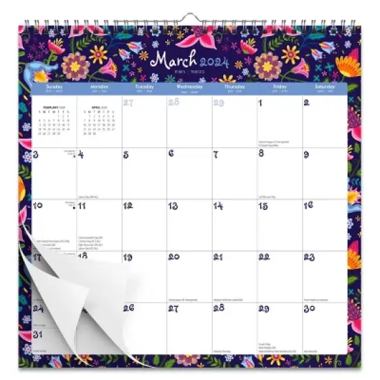 StarGifts 2023-2024 Wall Calendar 12"x12" Floral Splendor image {1}