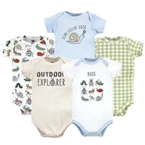 Hudson Baby Unisex Baby Cotton Bodysuits, Bugs 5-Pack image {8}