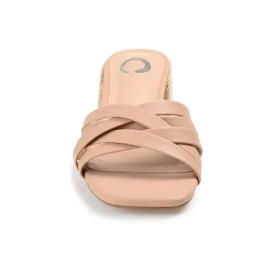 Journee Collection Womens Moree Open Square Toe Block Heel Sandals Tan 6.5 image {5}