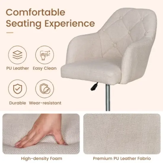 VECELO Drafting Chair with Adjustable Height PU Swivel Stool with Lumbar Support image {4}