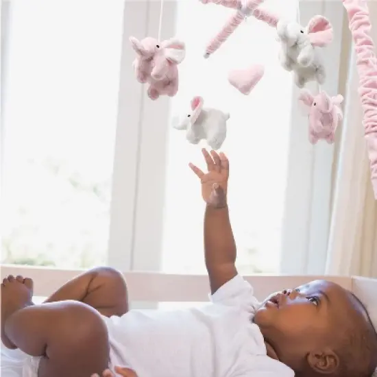 The Peanutshell Pink Elephant Musical Baby Crib Mobile for Girls image {1}