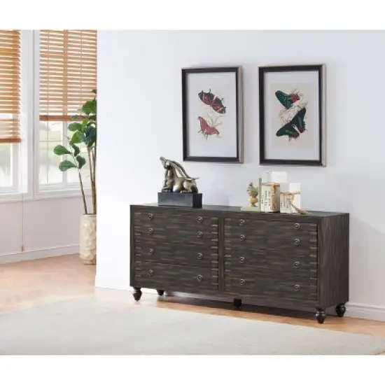 Desire Mid-Century Modern 6 Drawer Storage Credenza/Sideboard Weathered Black - Treasure Trove image {5}