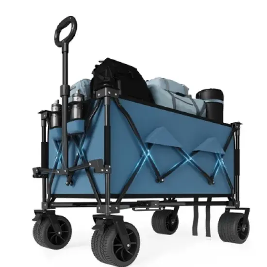 Foldable Capacity Collapsible Wagon Cart , 350 lbs Load All Terrain Utility Wagon with Cup Holders image {9}