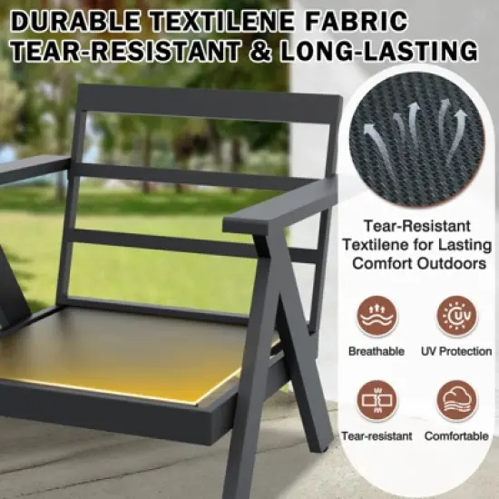 EAGLE PEAK Urban Slate 3 PCS Outdoor Bistro Set with Modern Patio Chairs and Table image {7}
