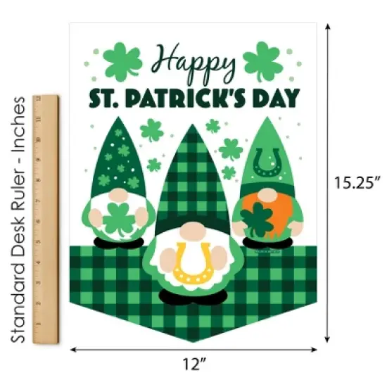 Big Dot of Happiness Irish Gnomes - Outdoor Home Decorations - Double-Sided St. Patrick's Day Party Garden Flag - 12 x 15.25 inches image {4}