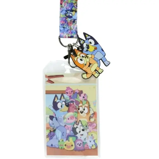 Bluey Lanyard Bingo Treasured Toys Plush Friends Breakaway ID Badge Holder with 2" Rubber Charm Multicolored image {1}