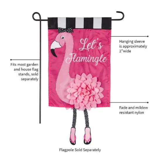 Evergreen Flag Let's Flamingle Garden Applique Flag image {2}