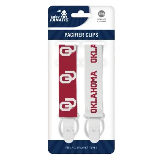 BabyFanatic Officially Licensed Unisex Pacifier Clip 2-Pack - NCAA Oklahoma Sooners - Officially Licensed Baby Apparel image {2}