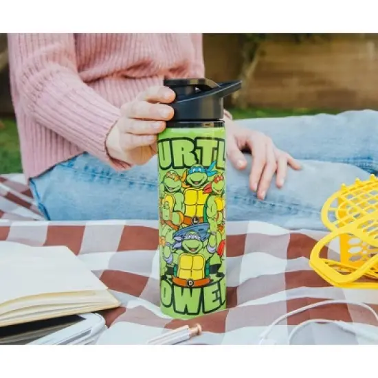 Silver Buffalo Teenage Mutant Ninja Turtles "Turtle Power" Stainless Steel Water Bottle image {2}