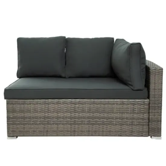 7pc Wicker Patio Seating Set with Cushions & Storage Box - Gray - GODEER image {16}
