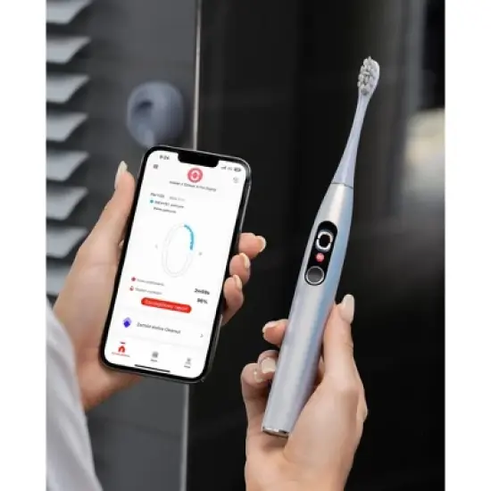 Oclean X Pro Digital Smart Toothbrush for Adults,30 Days Battery Life, 3 Modes, IPX7 Waterproof-Silver image {2}