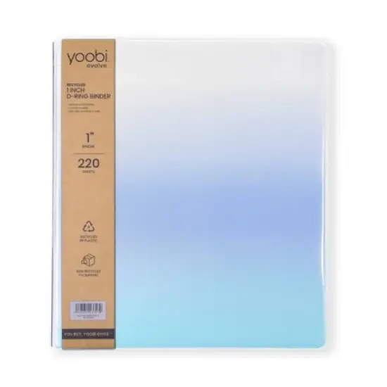 Yoobi Evolve 1" D-Ring Binder 220 Sheet Capacity Powder Blue Ombre image {1}