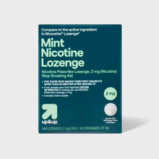 Nicotine 2mg Lozenge Stop Smoking Aid - Mint - up&up&trade; image {3}