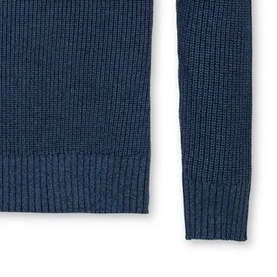 Hope & Henry Men's Organic Half Zip Cardigan Stitch Pullover Sweater, Navy Marl, X-Large image {6}