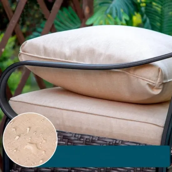 2pk Outdoor Swivel Chairs with Metal Frame, Wicker & Seat & Back Cushions - Captiva Designs image {4}