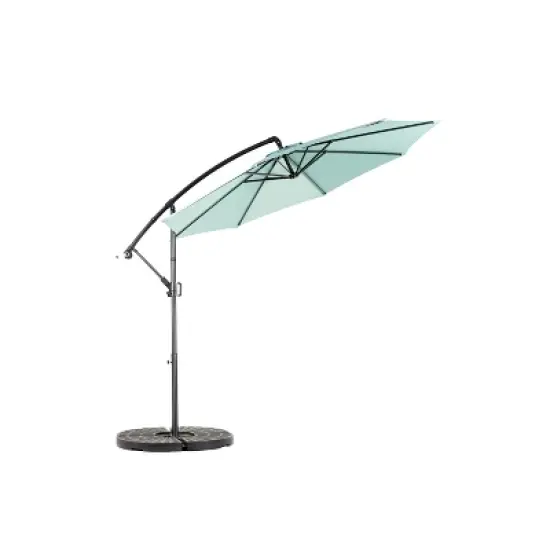 COWLOWN khaki 10ft Offset Patio Umbrella, Cantilever Hanging Market Umbrella with Tilt Adjustment, 8 Sturdy Ribs for Poolside, Backyard, Deck image {12}