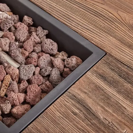 GDFStudio Aido Outdoor 50,000 BTU Lightweight Concrete Rectangular Fire Pit, Brown image {6}