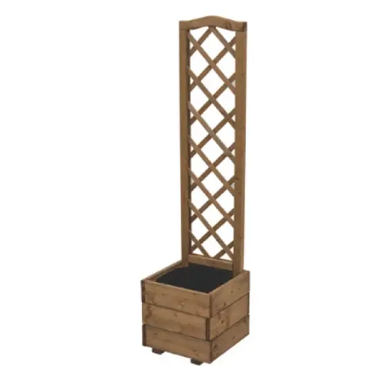 Scalloped Top Planter Box with Diamond Trellis &ndash; FSC-Certified Timber, Eco-Friendly, Includes Liner image {5}