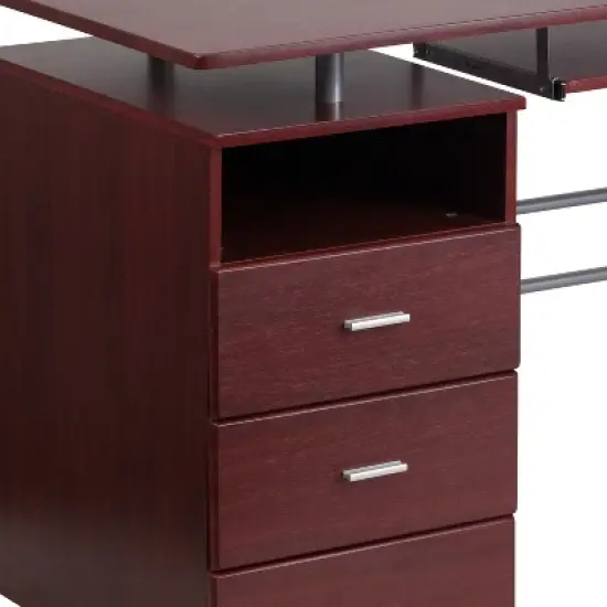 Flash Furniture Computer Desk with Three Drawer Single Pedestal and Pull-Out Keyboard Tray image {5}