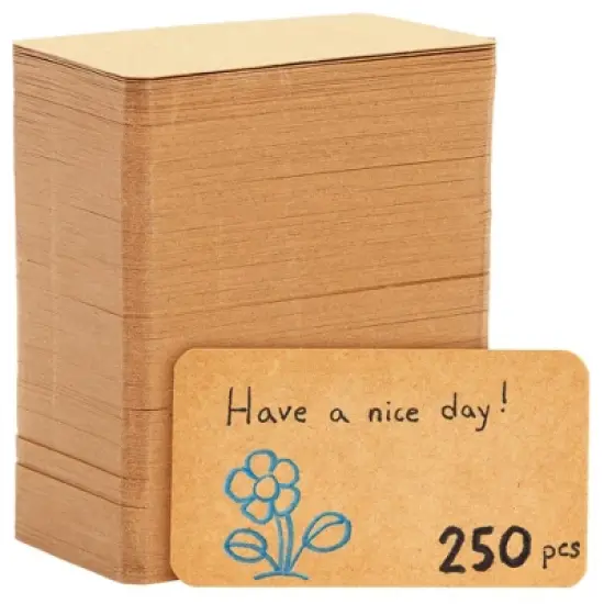 Juvale 250-Pack Blank Index Cards, 2x3.5 in Flashcards for Studying, Small Kraft Paper Cardstock for Making Business Cards, Playing Cards, Brown image {8}