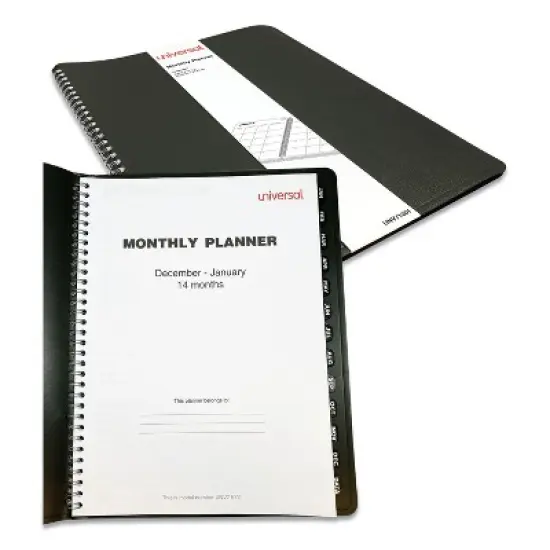 Monthly Planner, 11 x 8, Black Cover, 14-Month: Dec 2025 to Jan 2027 image {1}