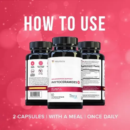 Phytoceramides Skin Hydration Support Capsules, Anti Aging Supplement for Women with Hyaluronic Acid and Phytoceramides, Vitauthority, 60ct image {5}