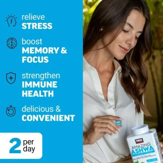 Force Factor Amazing Ashwa Dietary Supplements Soft Chews - Triple Berry - 60ct image {2}