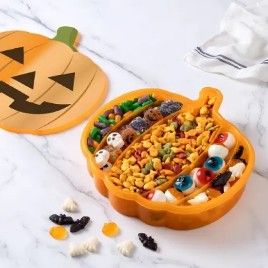 Cook With Color Figural Pumpkin Halloween Snackle Box Food Storage Container image {1}