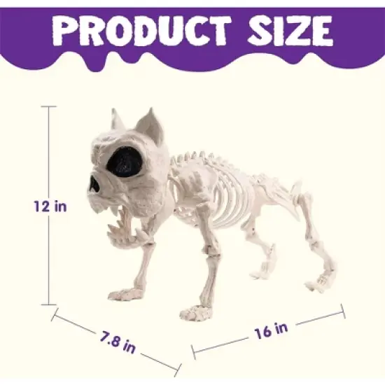 Joyfy 2 PCS 16" Halloween Decoration Dog Puppy Skeleton Full Body Posable for Spooky Scene Decor Halloween Party Favors Haunted House Graveyard Props image {4}