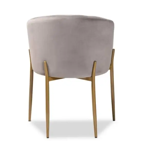 Ballard Velvet Fabric Upholstered Metal Dining Chair - Baxton Studio image {3}