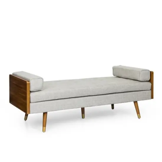 Keairns Mid Century Modern Tufted Double End Chaise Lounge with Bolster Pillows - Christopher Knight Home image {9}