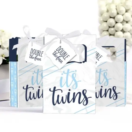 Big Dot of Happiness It's Twin Boys - Blue Twins Baby Shower Favor Boxes - Set of 12 image {2}