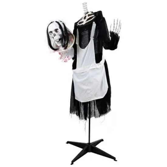 Northlight LED Lighted and Animated Skeleton Maid Head-in-Hand Halloween Figure - 57" image {4}