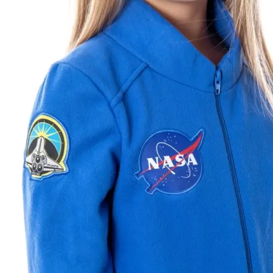 NASA Girls' Meatball Space Suit Astronaut Costume One Piece Pajama Union Suit Blue image {2}