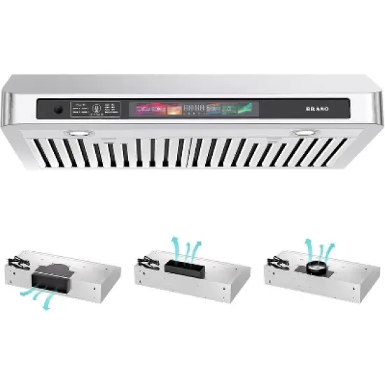 Cesicia 30-in Silver 4-speed 900CFM Under Cabinet Range Hood image {8}