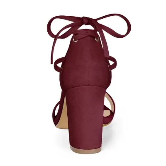 Allegra K Women's Tie Up Strappy Chunky High Heels Sandal image {3}