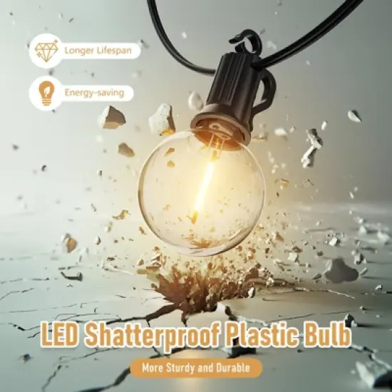 Itopfox Outdoor String Lights - Waterproof LED Globe Patio Lights 30 Ft with Shatterproof Bulbs Connectable Hanging Light for Backyard, Bistro, Porch image {5}